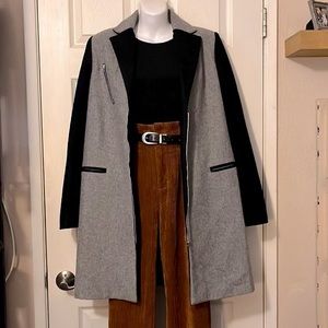 ASILIO Wool Blend Minimalist Cost Black & Gray Colorblock Coat Sz M